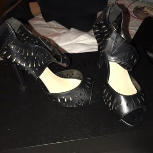 Black open toe heels
